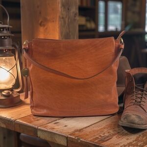 Margot New York Genuine Leather Orange Shoulder Bag